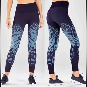 *Read* Fabletics sz XS/S(?) Seamless Tight Leggings Blue Butterfly Workout